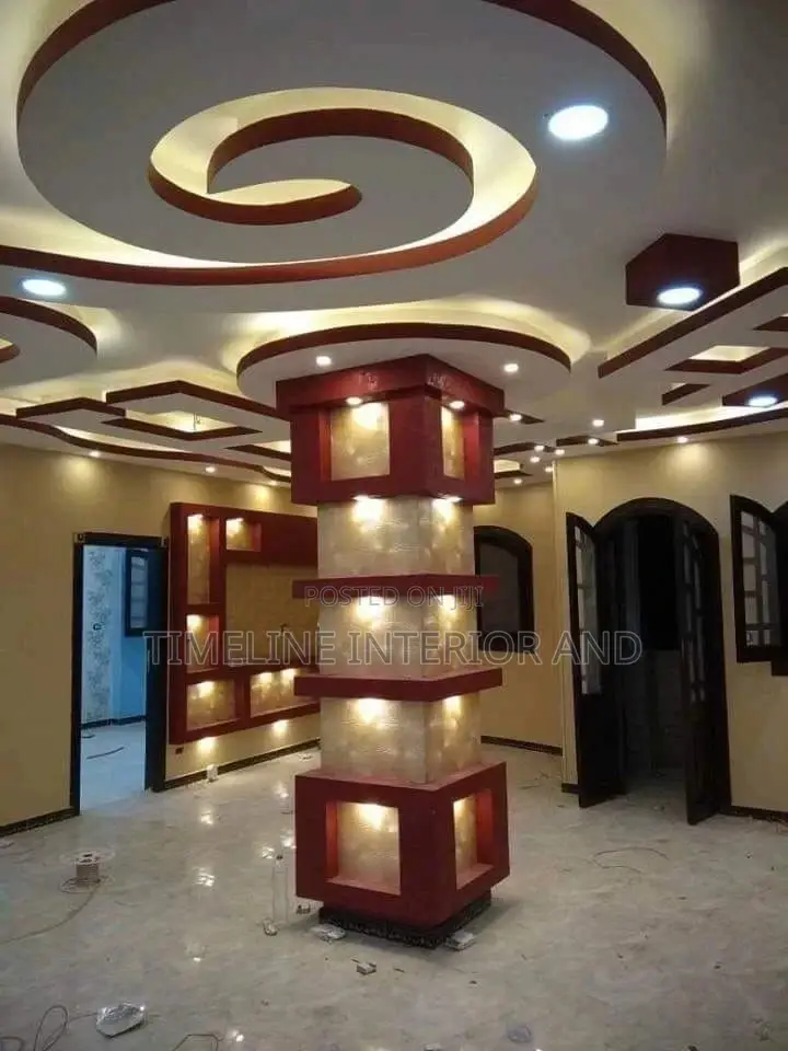 Flashy Circular Gypsum Ceilings and Pillars Designing.