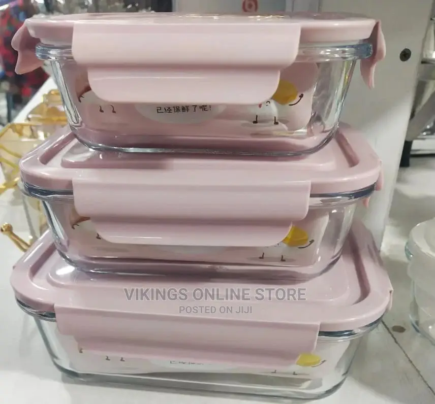 3 Pcs Glass Food Storage Containers.