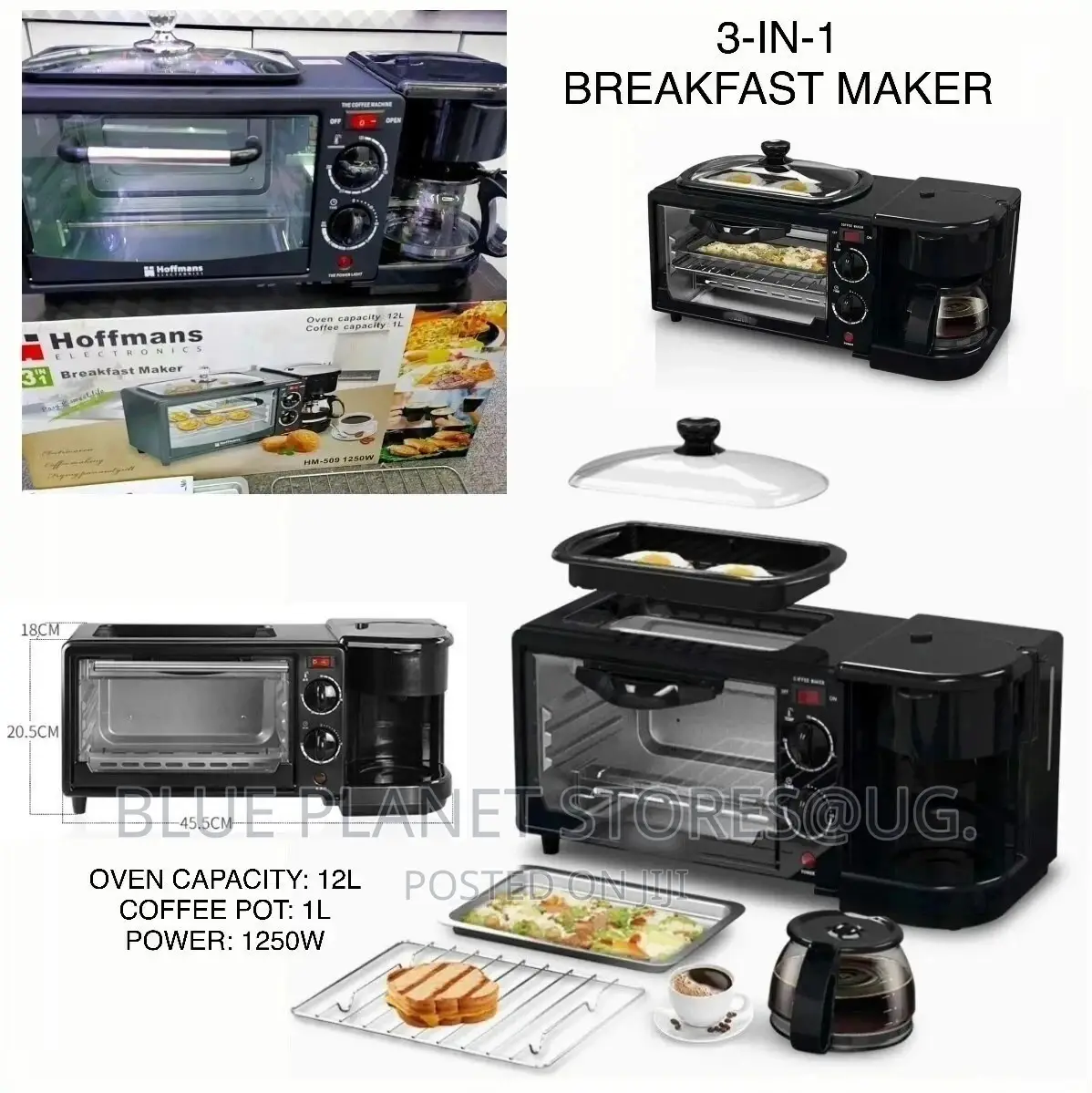 Hoffmans 3-in-1 Electric Breakfast Makers || 1250w || HM-509