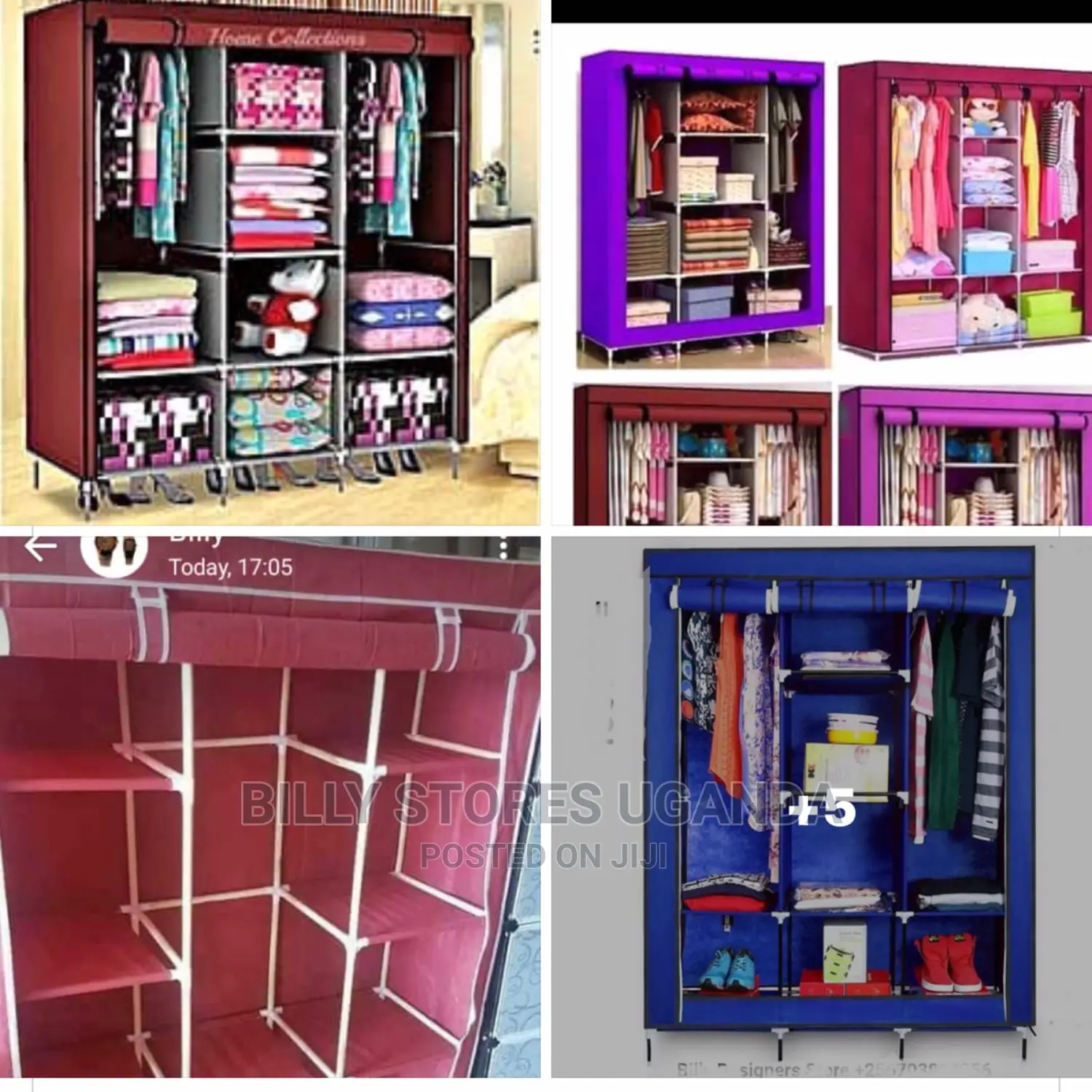 3 Columns Wooden and Cloth Wardrobe