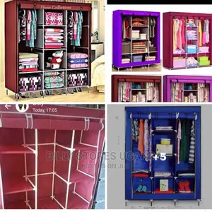 3 Columns Wooden and Cloth Wardrobe