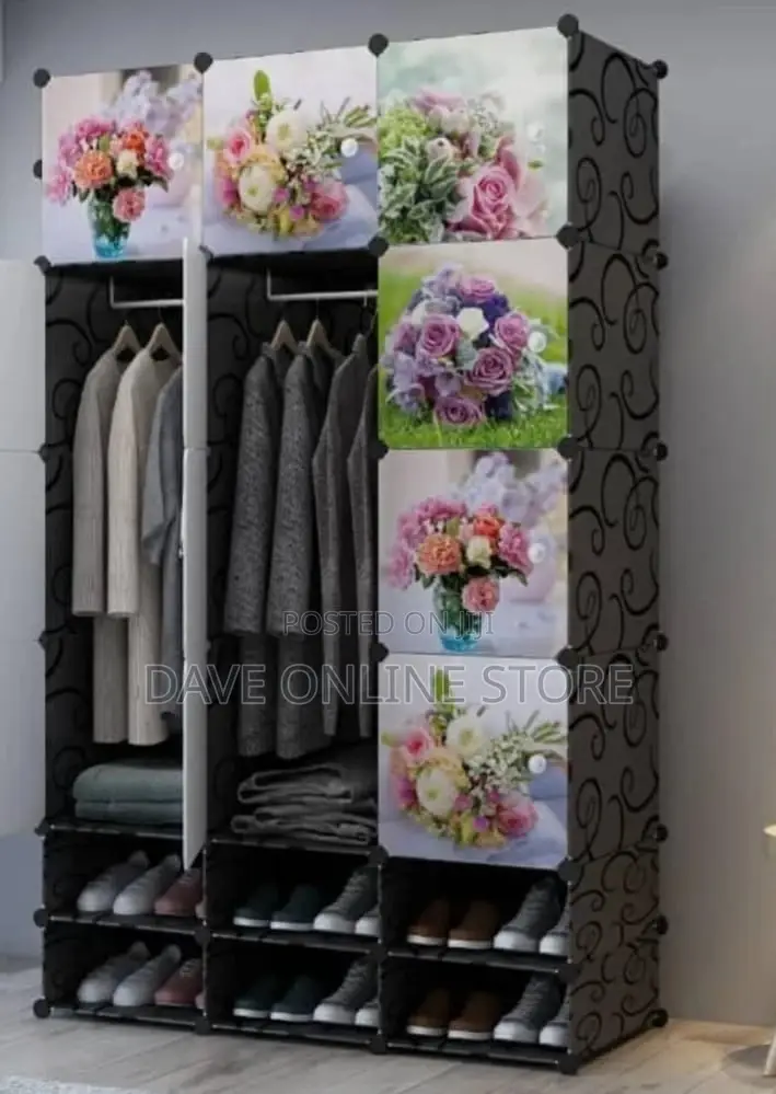 3 Column Plastic Wardrobe With Shoe Rack