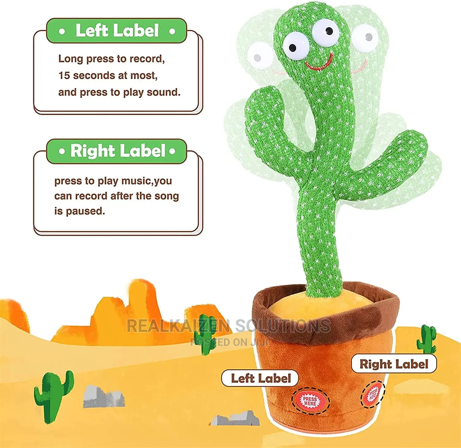 Dancing Cactus Plant Talk Repeat Funny Kid Decor Toy