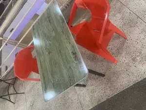 Foldable Rectangular Table and 2 Plastic Chairs