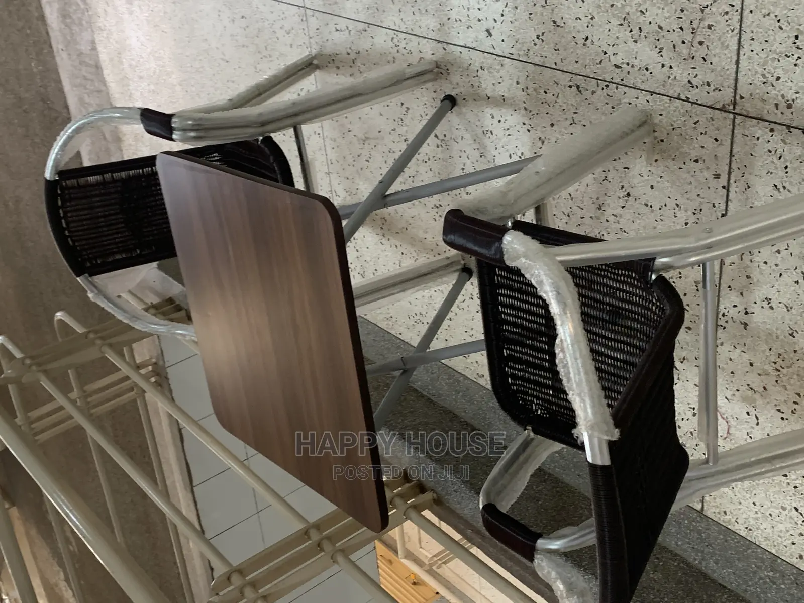Set of Foldable Table and 2 Aluminum Chairs