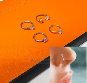 Beautiful Stainless Steel Nosering With Shiny Stone 8mm