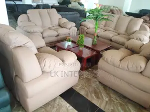 Leather Fiber Sofa Set in Cream 7seats