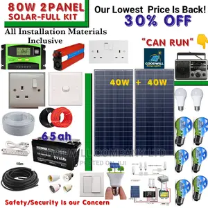 80w 2panel Solar System Full Kit