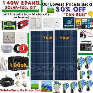 140w 2panel Solar System Full Kit