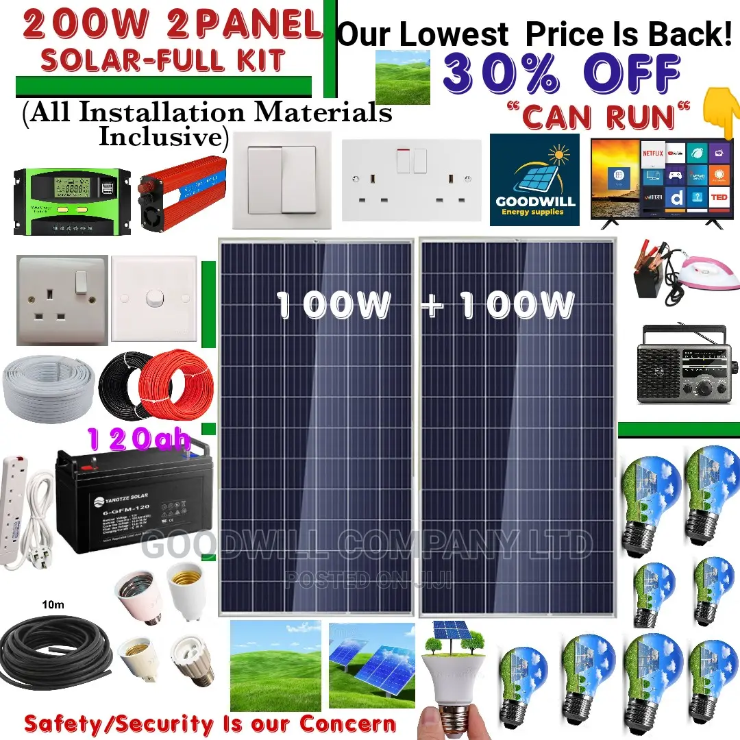 200w 2panel Solar System Full Kit