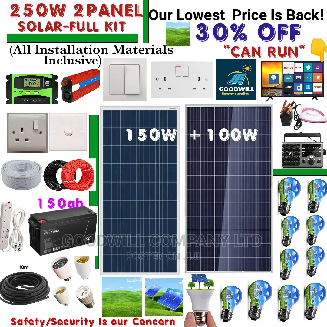 250w 2panel Solar System Full Kit