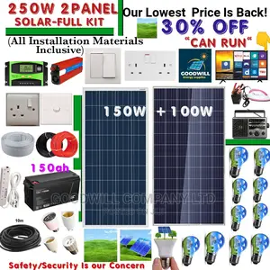 250w 2panel Solar System Full Kit