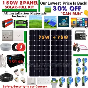 150W 2panel Solar Full Kit (75w + 75w)
