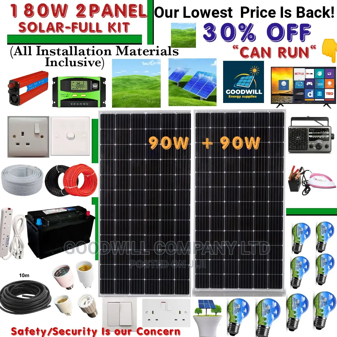 180w 2panel Solar System Full Kit