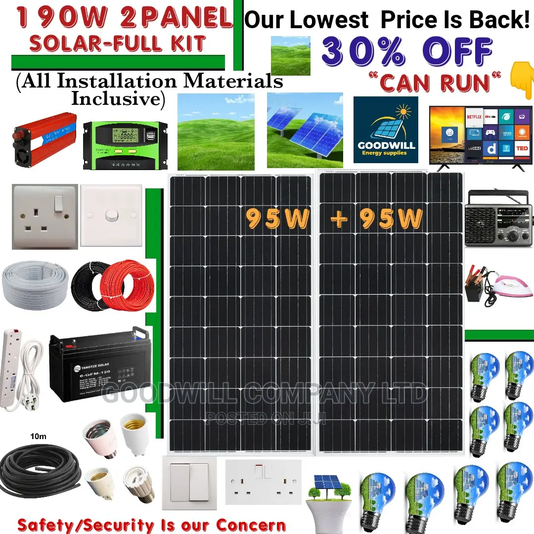 190w 2panel Solar System Full Kit