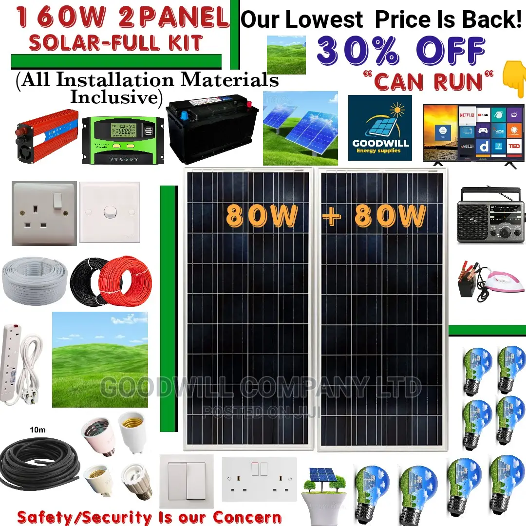 160w 2panel Solar System Full Kit