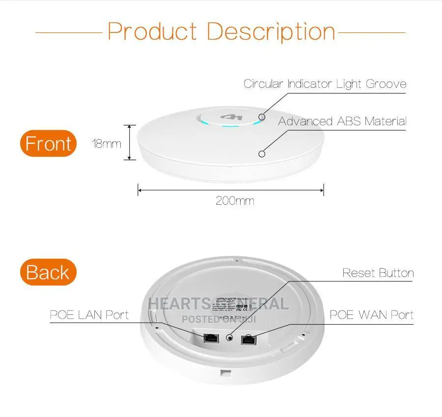 Comfast Wifi Ceiling Access Point 300mbps (Repeater/ Bridge)