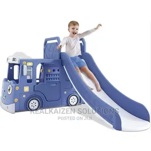 Multifunctional Kid Plastic Bus Slide Basket Ladder Play Set