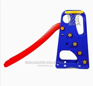 2 In 1 Kid Foldable Plastic Slide With Basketball Ring