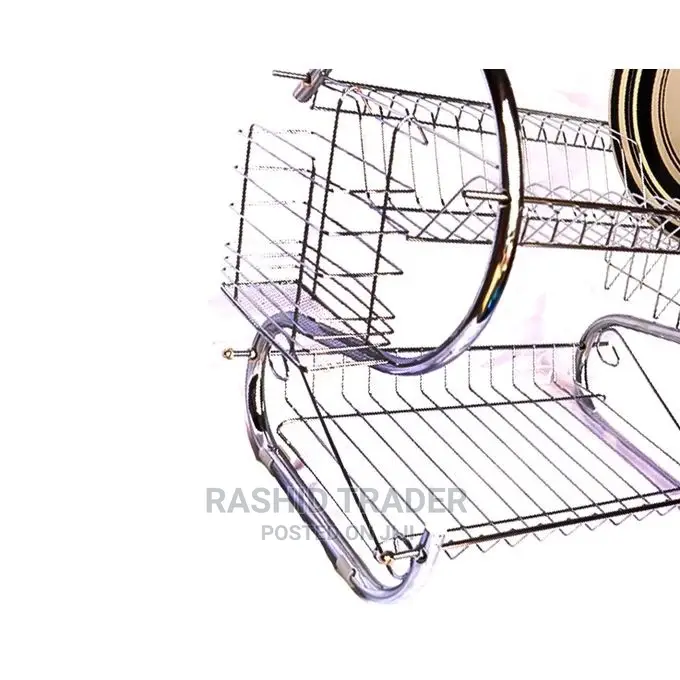 2 Layer Dish Rack Drainer for Utensils Cutlery - Silver