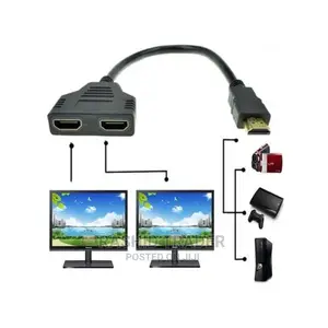 Hdmi (Male) to Dual Hdmi (Female) Splitter Adapter - Black