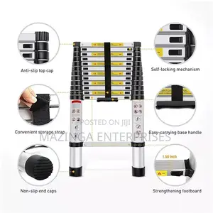 3.8meters Adjustable Telescopic Aluminium Folding Ladder