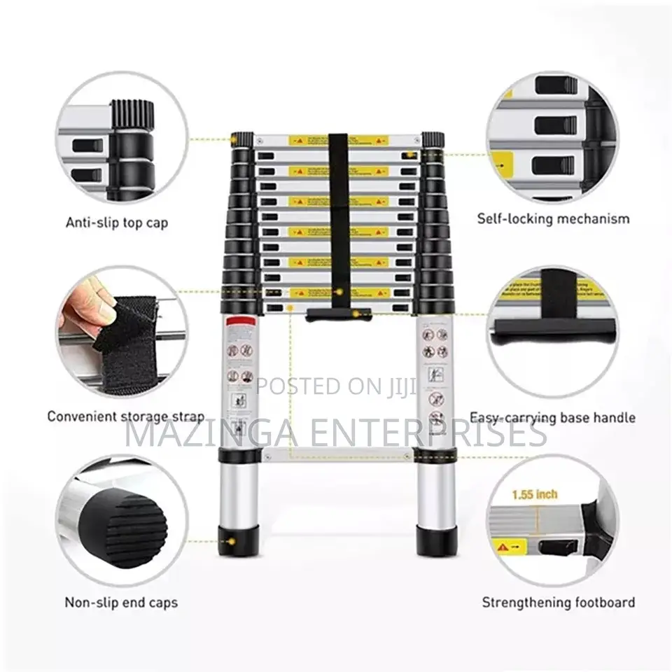 3.8meters Adjustable Telescopic Aluminium Folding Ladder