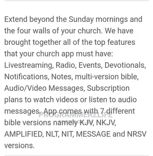 Mychurchapp With Support for Both Android and IOS Platforms.