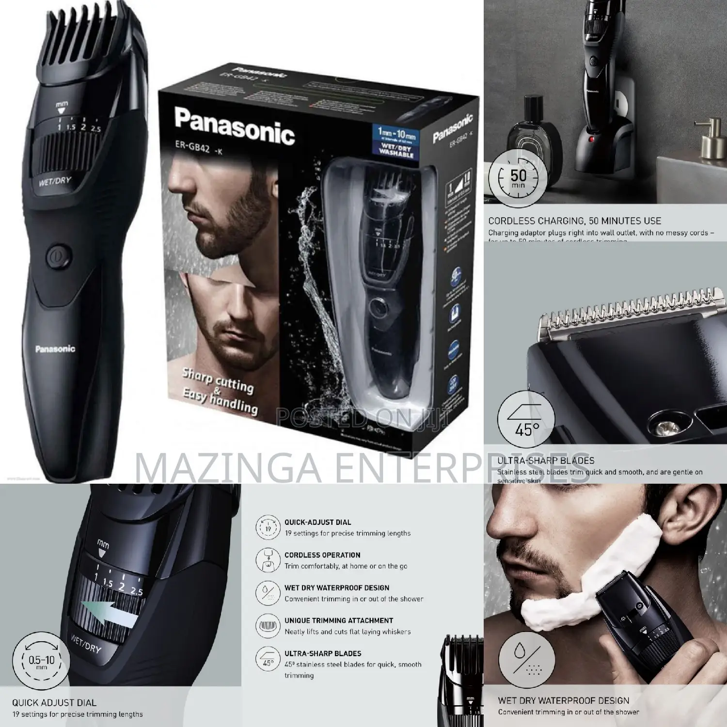 Original Panasonic ER-GB42 Rechargeable Clippers(Wet Dry)