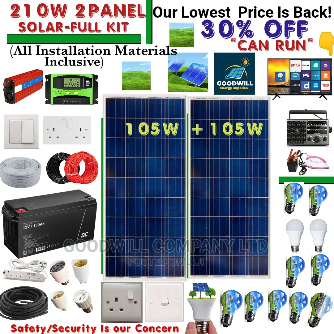 210w 2panel Solar System Full Kit