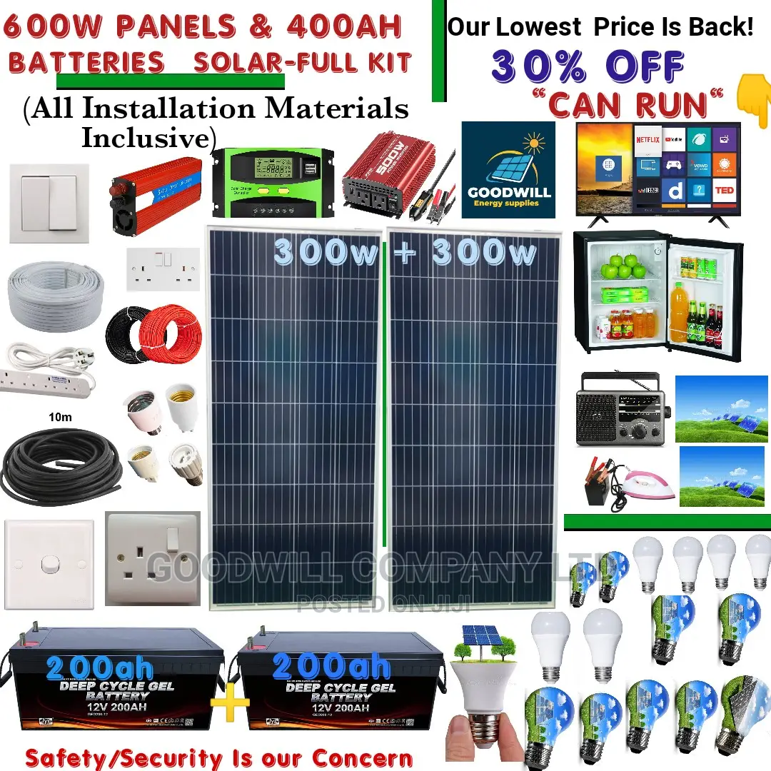 600w Solar System Full Kit With 400ah Batteries