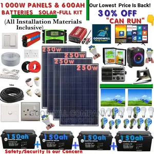 1000w Home Solar System Full Kit With 600ah Batteries