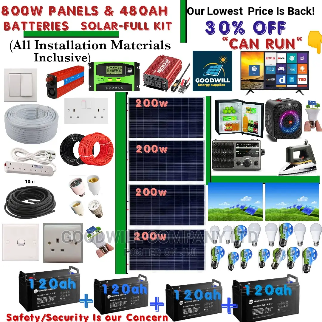 800w Home Solar System Full Kit With 480ah Batteries
