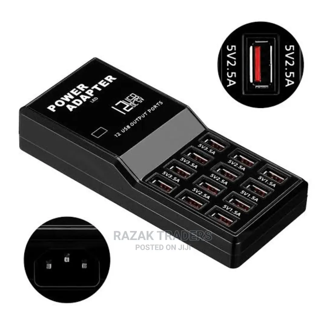 12 Port USB Charger : Each USB Out Pt With 5V