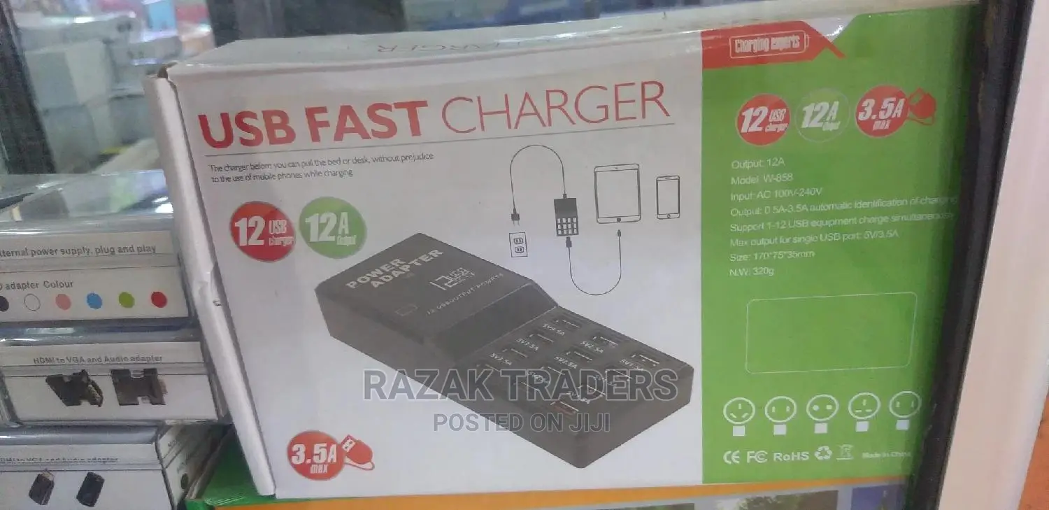 12 Port USB Charger : Each USB Out Pt With 5V