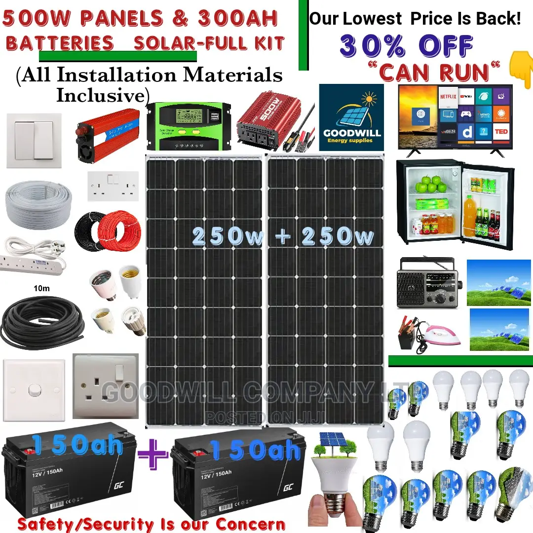 500w Solar System Full Kit With 300ah Batteries
