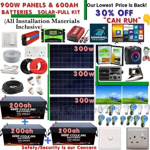900w Home Solar System With 600ah Batteries