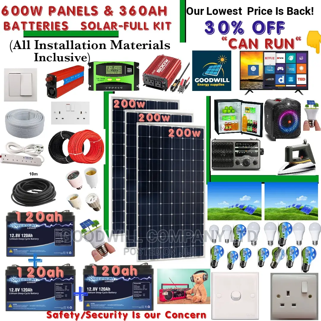 600w 3panel Home Solar System Full Kit