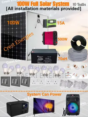 100W Full Solar System (70ah Battery)