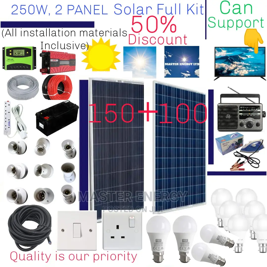 250W Solar System Full Kit, 2 Panels