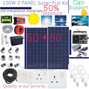 100W Solar System Full Kit, 2 Panels
