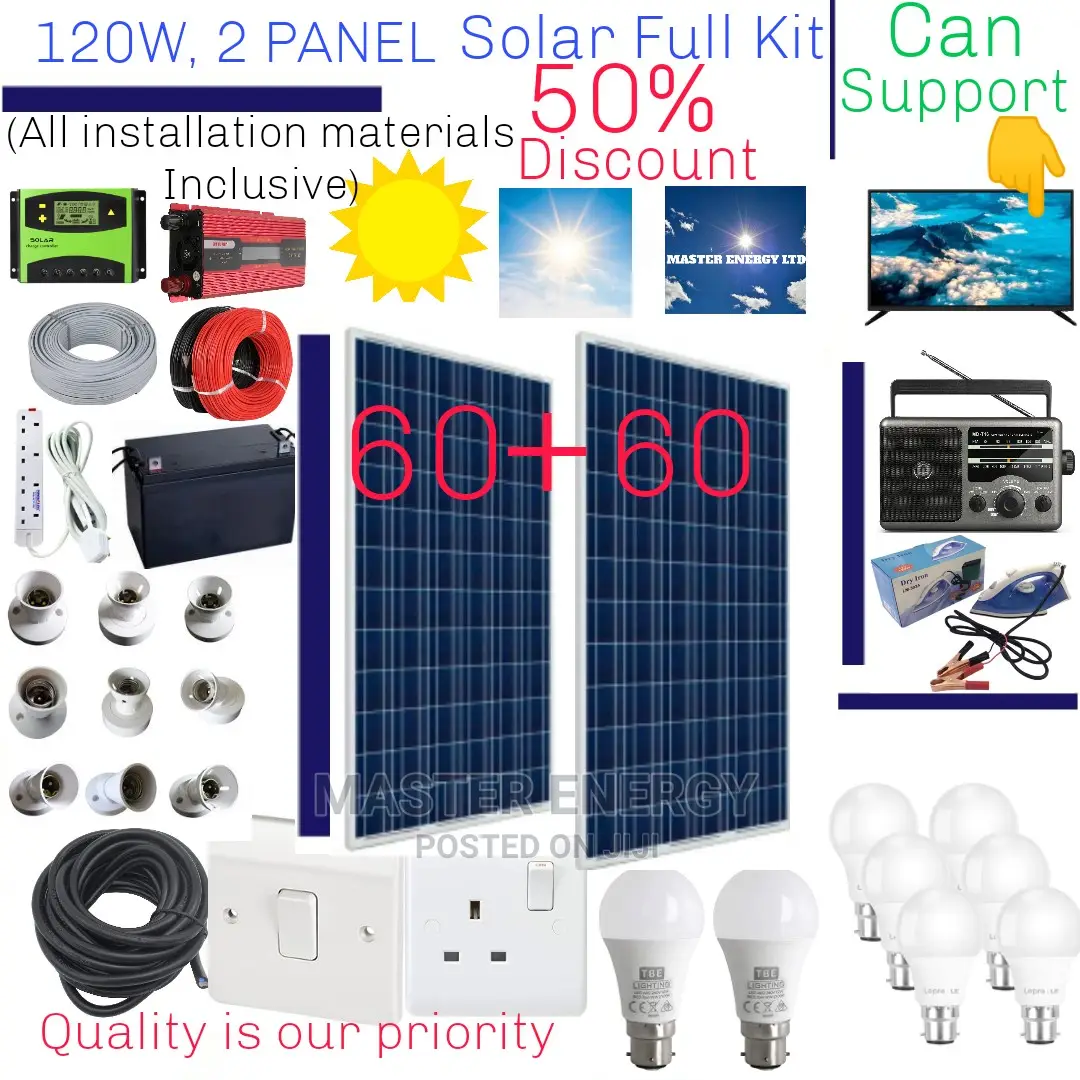 120W Solar System Full Kit, 2 Panels