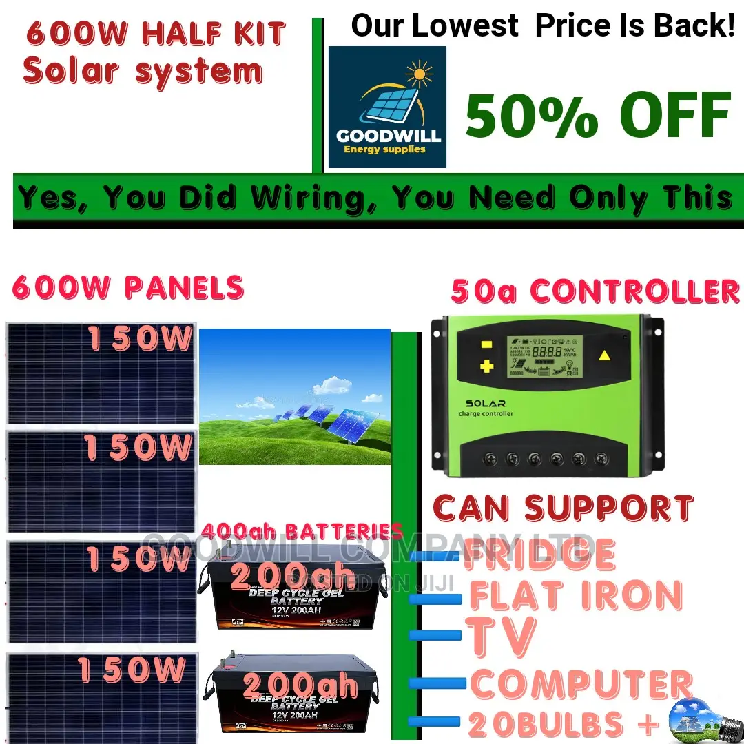 600w Solar Kit (Half Kit With 400ah Batteries)