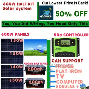 600w Solar Kit (Half Kit With 400ah Batteries)