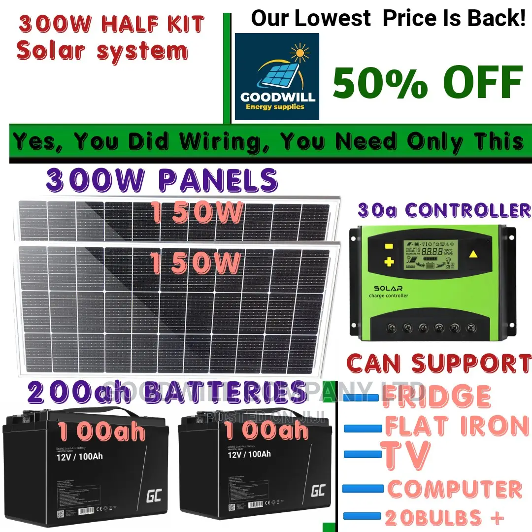 300w Solar Kit (Half Kit With 200ah Batteries)