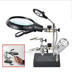 Magnifier Station With Led Lights Auxiliary Clamp