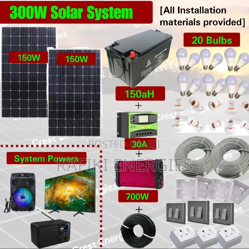 300W Full Solar System (20 Bulbs)