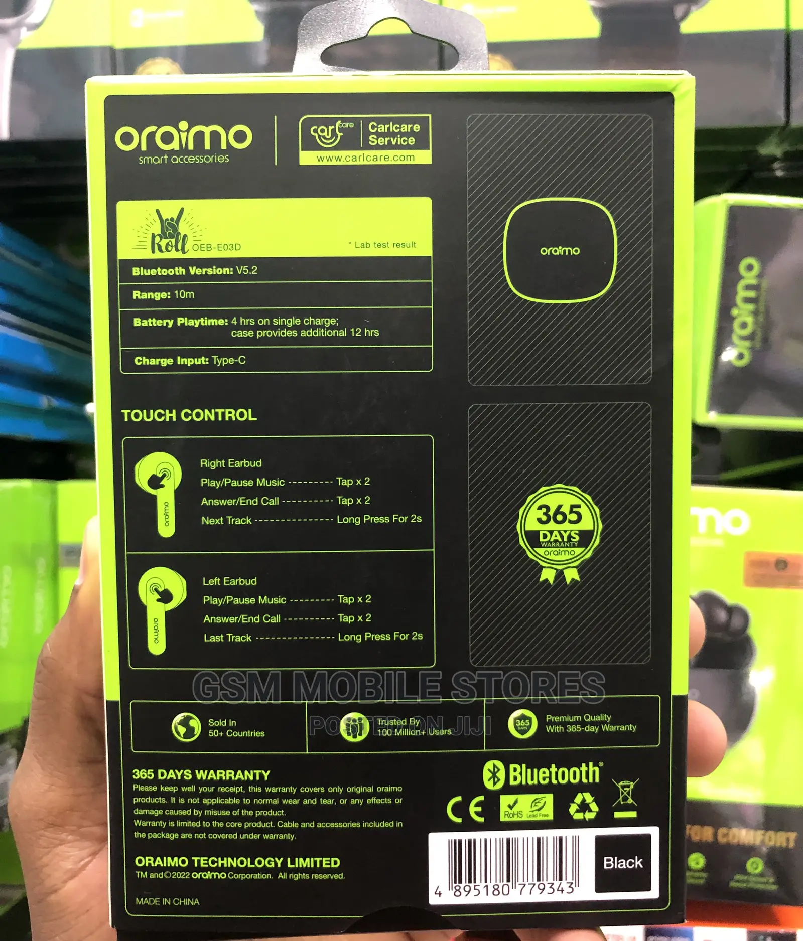 Oraimo Roll True Wireless Earbuds Roll With Tunes - Black