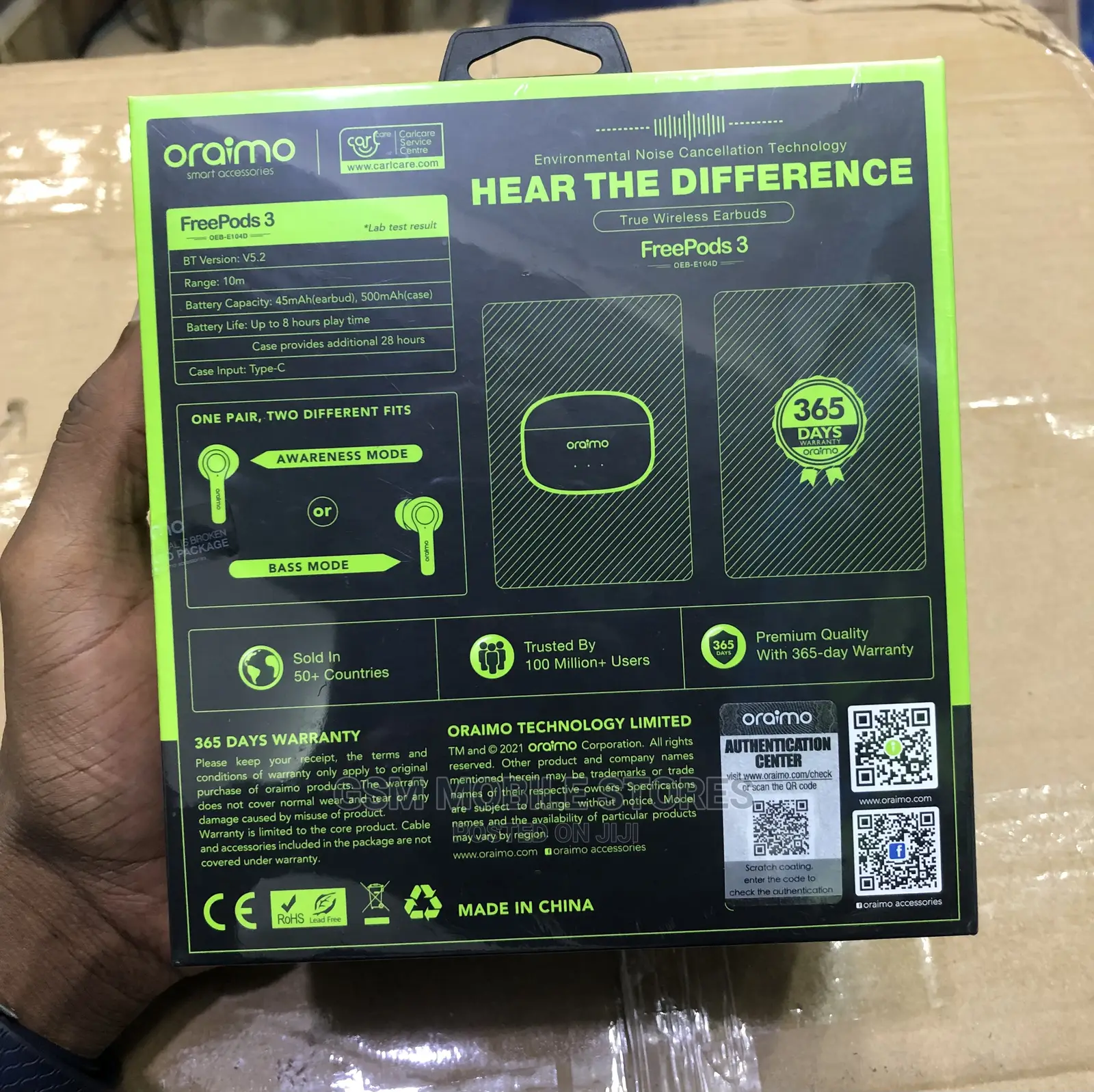 Oraimo Freepods 3 True Wireless Stereo Earbuds Black/White