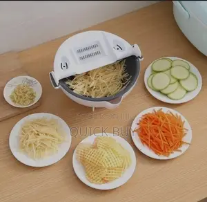 White Vegetable Cutter With Drain Basket, for Home Kitchen